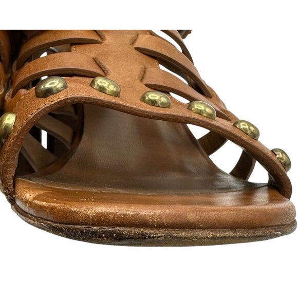 Saint Laurent Studded Leather Gladiator Wedge Sandals Size 39 - Picture 12 of 13
